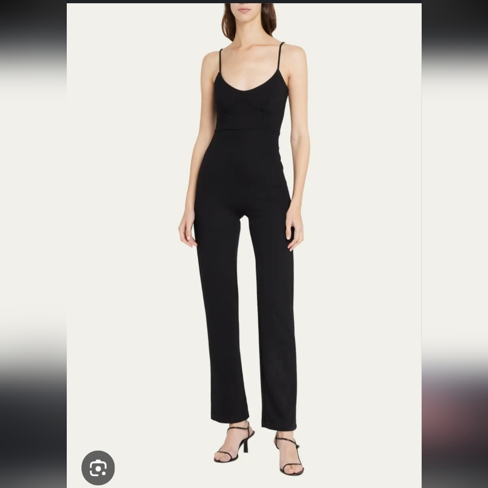LESET Wmns Black Rio Corset Straight Leg Ankle Jumpsuit XL Designer Quiet Luxury